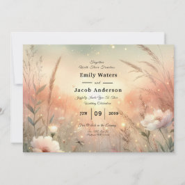 Convite Ethereal Pastel Wildflower Field Wedding