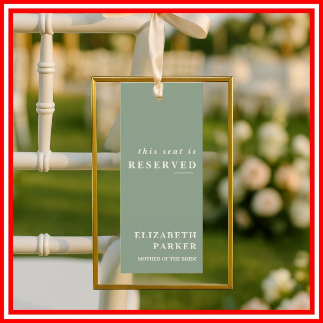 Convite Etiqueta de Assento Reservado Casamento Verde Sage (Criador carregado)