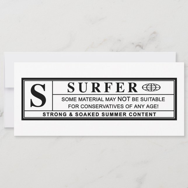 Convite etiqueta de aviso de surfer (Frente)