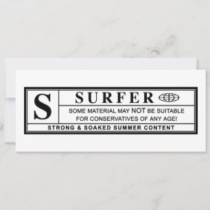 Convite etiqueta de aviso de surfista
