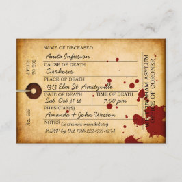 Convite Etiqueta de Dedo do Pé Sangrento Halloween Antigo