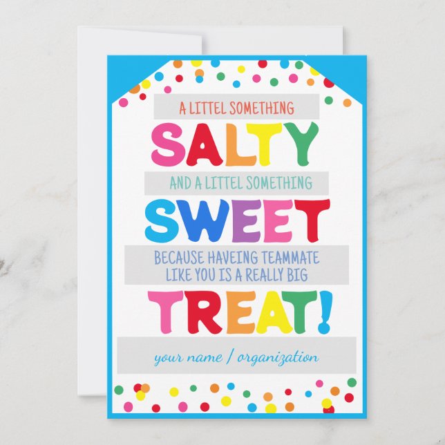 Convite Etiqueta de tratamento doce, algo salgado e doce,T (Frente)