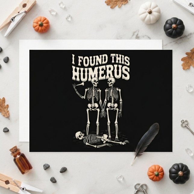 Convite Eu Achei Este Úmero Engraçado Esqueleto Halloween  (Criador carregado)