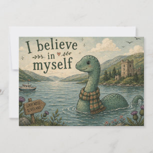 Convite Eu acredito em mim mesmo Monstro do Lago Ness capr