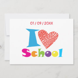 Convite Eu Adoro A Escola. De volta à escola. Cartoon