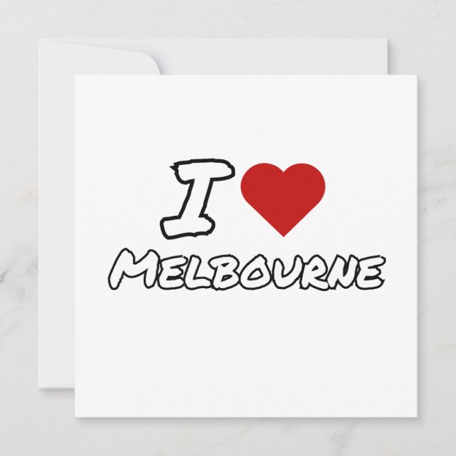Convite Eu amo coração cidade de Melbourne (Frente)