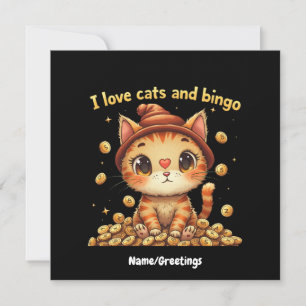 Convite Eu Amo Gatos e Bingo Combinação Perfeita Bingo Amo