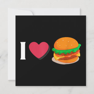 Convite Eu Amo Hambúrguer Cheeseburger Alimentação Não Sau