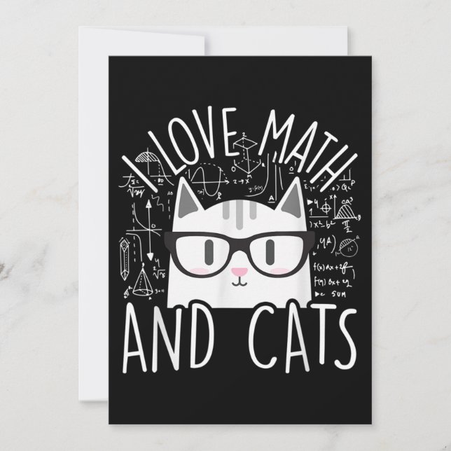 Convite Eu Amo Matemática E Gatos Gatinho Fofo Gato (Frente)
