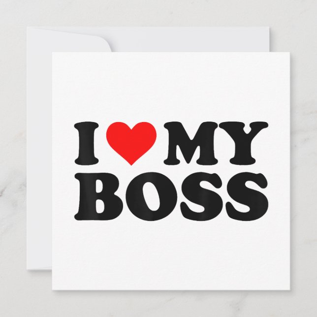 Convite Eu Amo Meu Chefe Coração Vermelho Engraçado Chefe  (Frente)