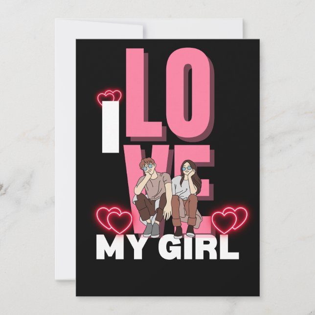 Convite Eu Amo Minha Namorada Personalizado  (Frente)