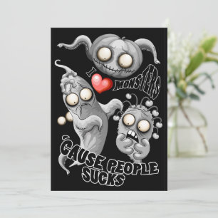 Convite Eu Amo Monstros Porque as Pessoas São Ruins