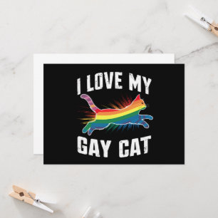 Convite Eu Amo O Meu Gay Gato Engraçado Do Arco-Íris Lgbt
