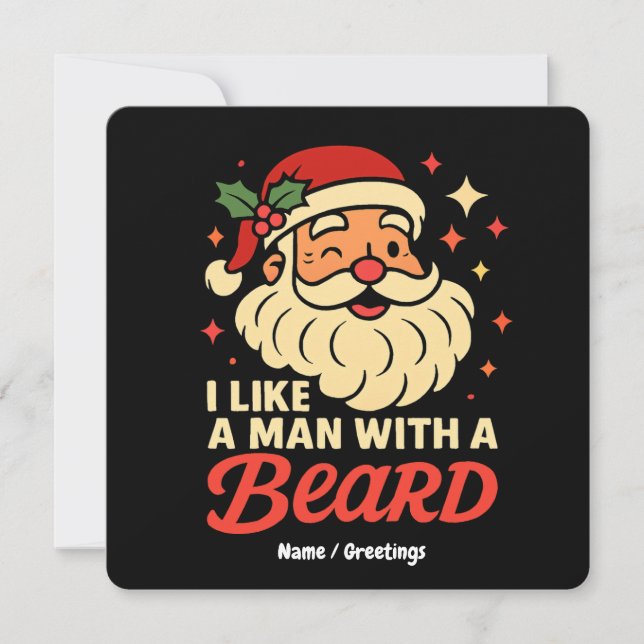 Convite Eu Amo Um Homem Com Barba Natal Papai Noel Engraça (Frente)