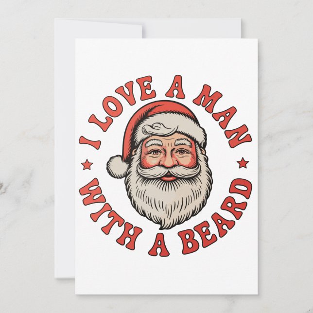 Convite Eu Amo Um Homem Com Uma Barba Papai Noel Natal (Frente)