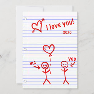 Convite eu amo você esboços de papel de caderno