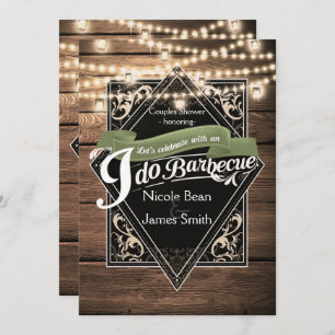 Convite EU ASSO a madeira rústica do CHURRASCO & ilumino o