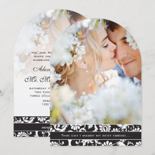 Convite Eu caso com a foto do meu melhor amigo Damask Wedd