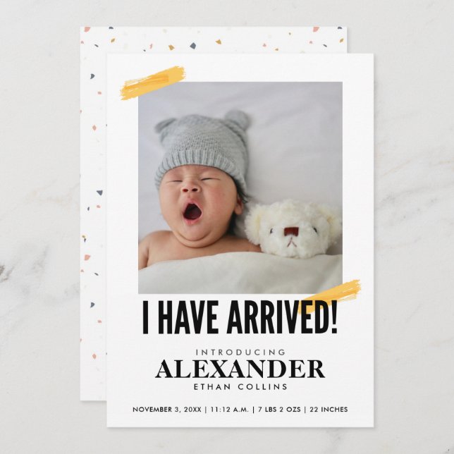 Convite Eu Cheguei Foto Moderna Nascimento  (Frente/Verso)