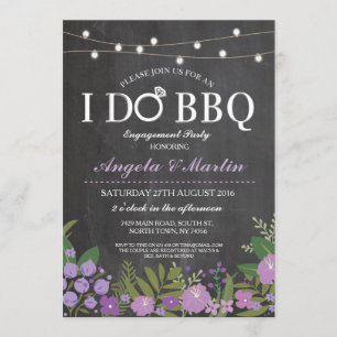 Convite Eu CHURRASCO Casais de giz roxo Chá Convidar