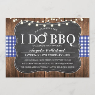 Convite EU FAÇO casais azuis do marinho do CHURRASCO o