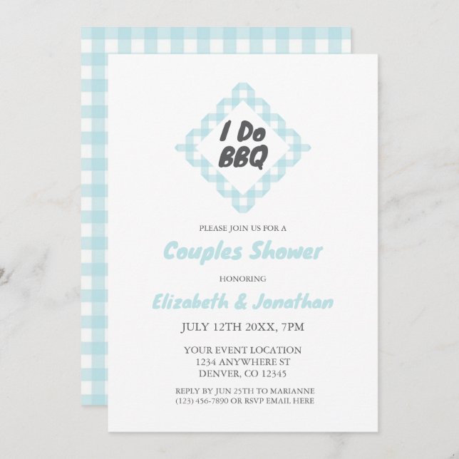 Convite Eu faço Chá de Casais de CHURRASCO (Frente/Verso)