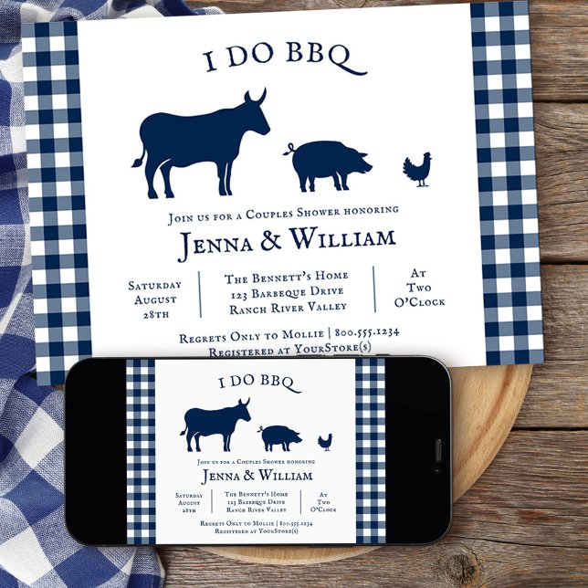 Convite Eu faço Chá de Marinho CHURRASCO de armário Casal  (I DO BBQ couples shower grill themed invitation from my rustic farmhouse BBQ collection
)