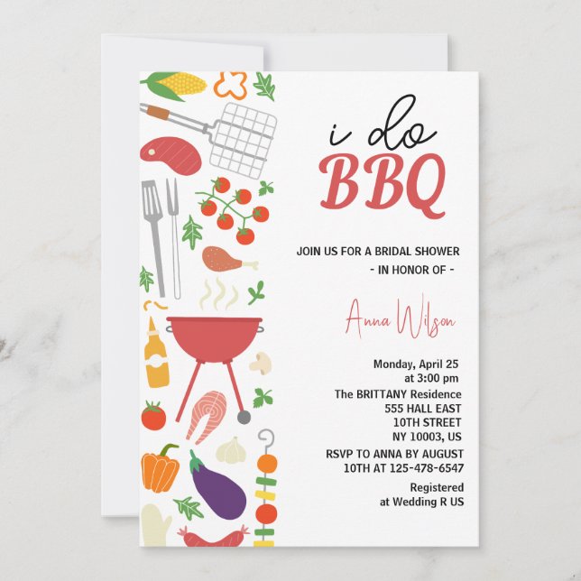 Convite Eu faço churrasco casais chuveiro engajamento casa (Frente)