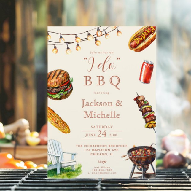 Convite EU FAÇO CHURRASCO casais de bico no verão chá de p (Criador carregado)