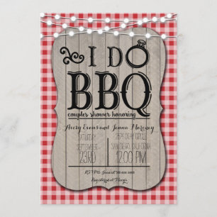 Convite Eu faço CHURRASCO de Casais de Gingham Vermelho Ch