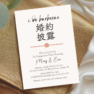 Convite Eu faço CHURRASCO Festa de noivado mínimo vermelho