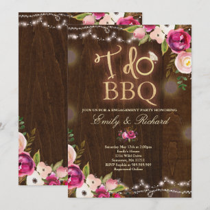 Convite Eu Faço CHURRASCO Rustic Noivado Invitation Floral