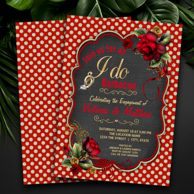 Convite Eu Faço Festa de Churrasco de Noivado de Casais (Cute barbecue engagement party invitation. Simply add your event details.)