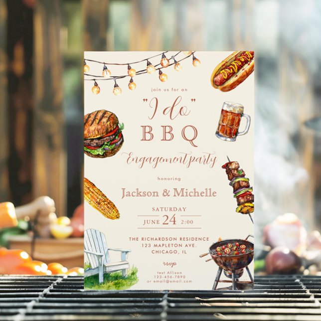 Convite EU FAÇO festa de noivado de latão de CHURRASCO (Criador carregado)