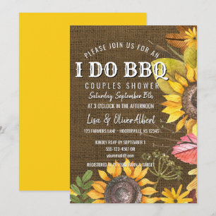 Convite Eu faço girassóis rústicos do chá dos casais d