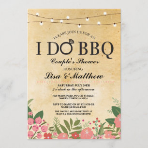 Convite EU FAÇO luzes que do chá dos casais do CHURRASCO