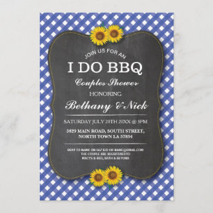 Convite EU FAÇO o girassol azul dos chás do casal do