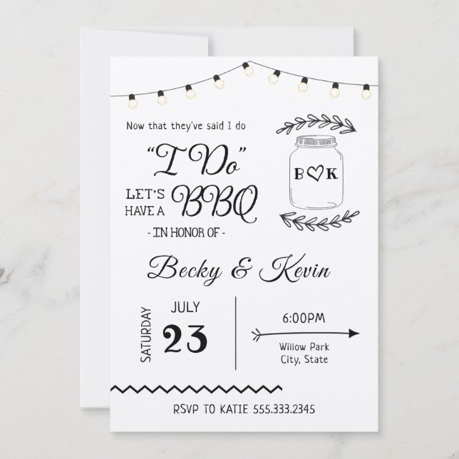 Convite Eu faço Recepção de casamento CHURRASCO (Frente)