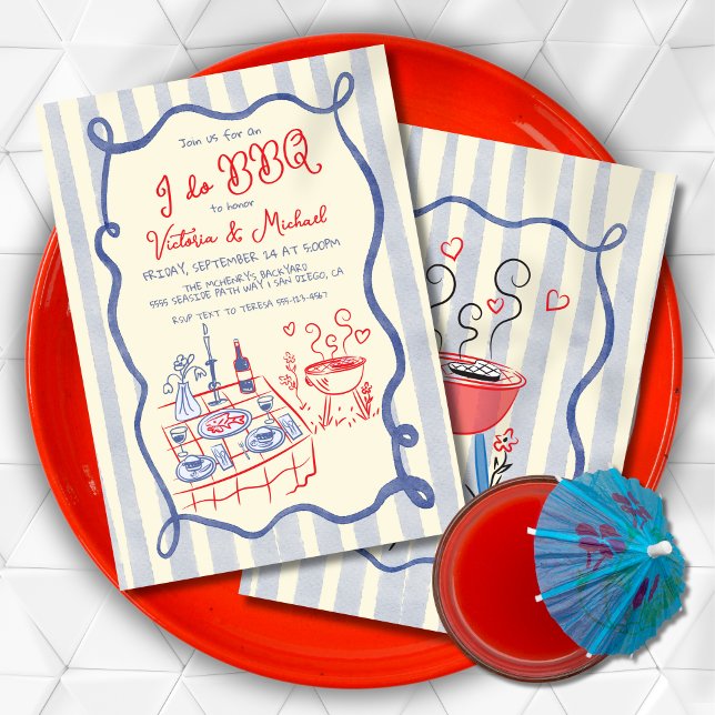 Convite Eu faço um janto de ensaio de noivado desenhado (Criador carregado)