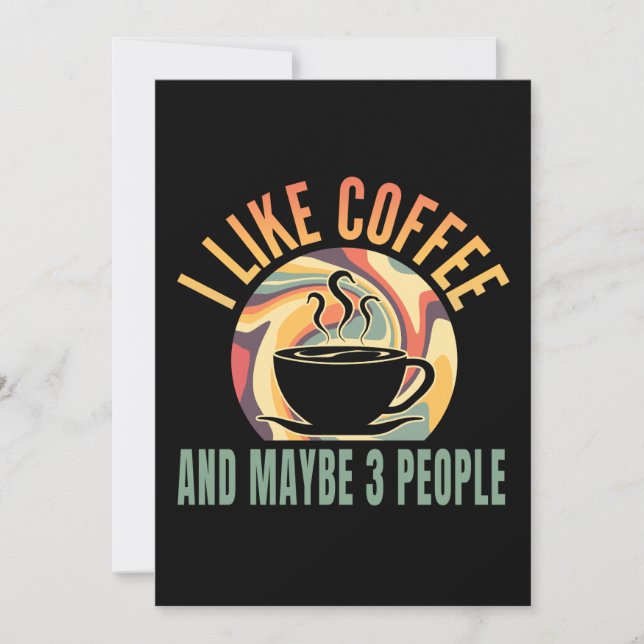 Convite eu gosto de café e talvez 3 pessoas estilo retrô (Frente)