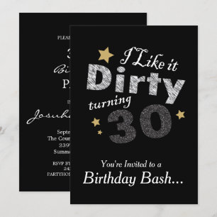 Convite Eu gosto de "Dirty Turning 30" - aniversário de 3