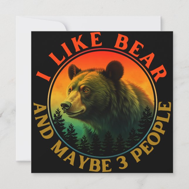 Convite Eu gosto de urso e talvez 3 pessoas (Frente)