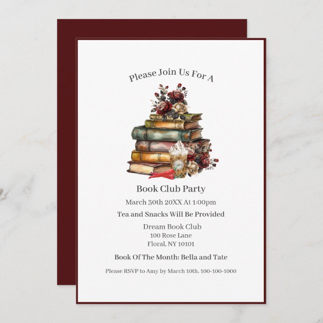 Convite Eu gosto dos meus livros picantes e da minha gelad (Frente/Verso)