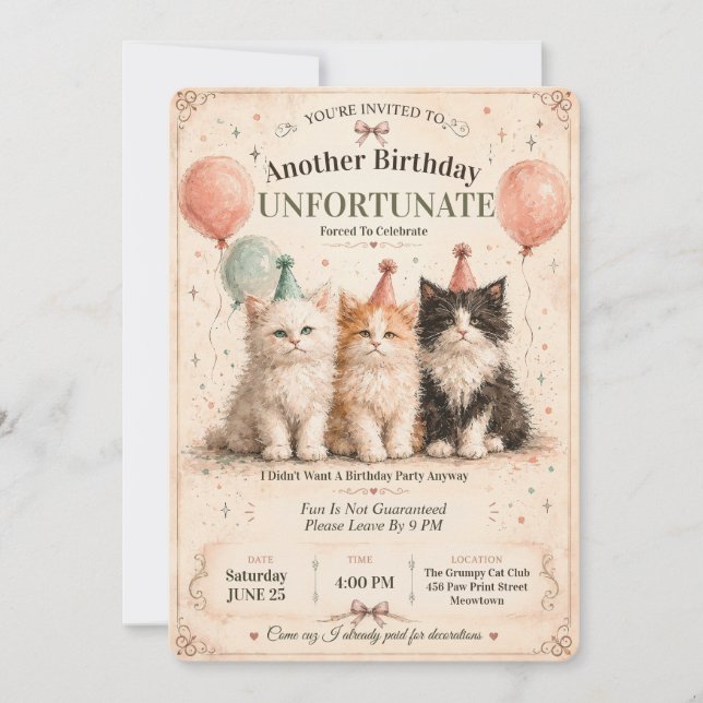 Convite Eu Não Gosto da Minha Festa de Aniversário (Frente)