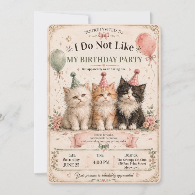 Convite Eu Não Gosto da Minha Festa de Aniversário (Frente)