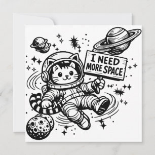 Convite Eu Preciso de Mais Espaço Gato Astronauta Engraçad