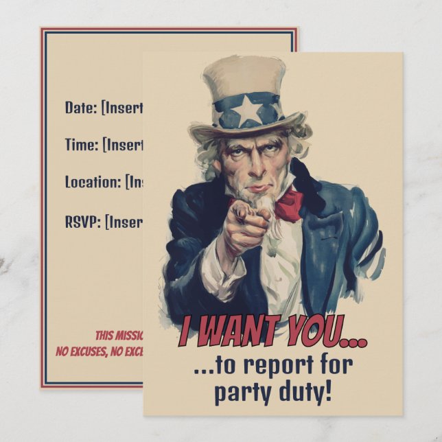 Convite Eu Quero Você | Festa Divertida de Recrutamento do (Frente/Verso)