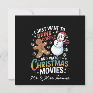Convite Eu só quero beber café assistindo filmes de Natal