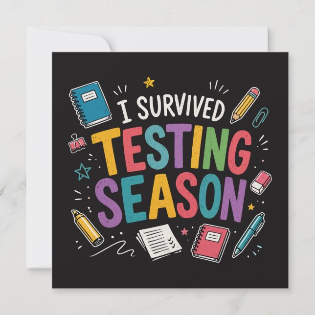 Convite Eu Sobrevivi à Temporada de Testes Humor Escolar (Frente)