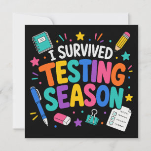 Convite Eu Sobrevivi à Temporada de Testes Humor Escolar
